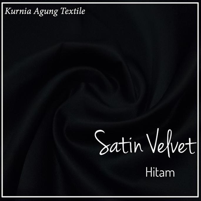 Lansungkirim- Kain Satin Velvet Premium Warna Hitam Satin Bridesmaid Meter & 0,5M