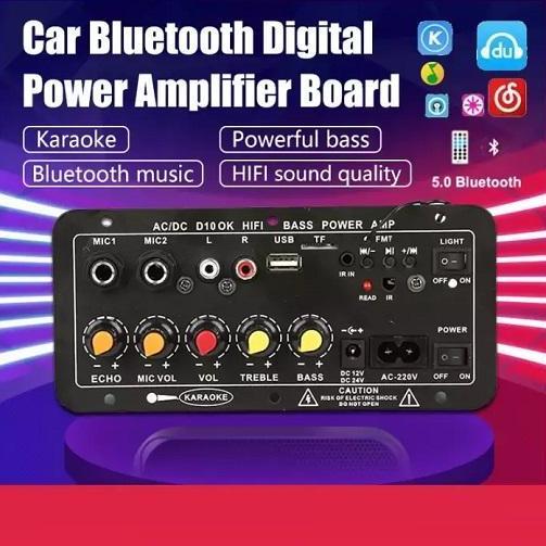 Kit Audio Amplifier Stereo HIFI Bass Board 2 Mic Subwoofer AC / DC D10 HARGA SPESIAL