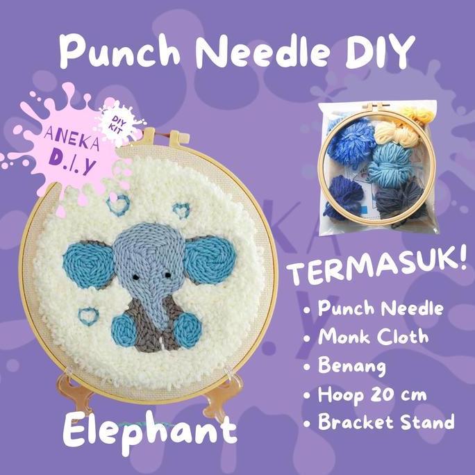 Lansungkirim- Punch Needle Kit Lengkap Diy Jahit Sulaman Embroidery Kit Package Paket Sulam Kit Meny