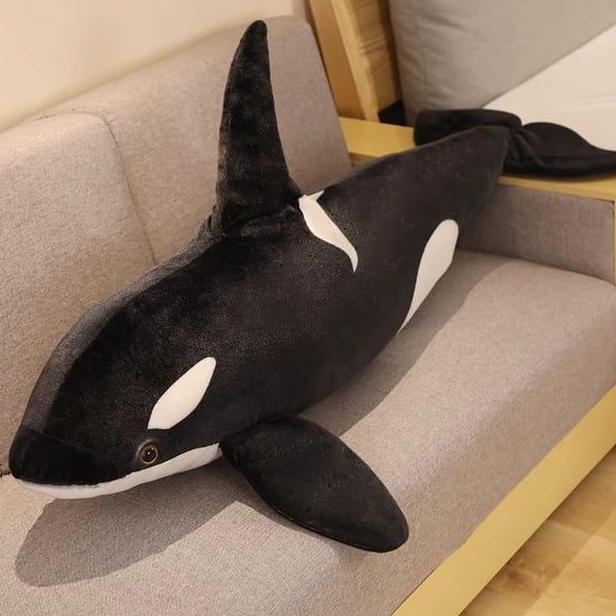 Lucuu- Boneka Ikan Paus Orca Hitam 75Cm +1 Meter Mainan Asli Mainan Asli Dolls Toys