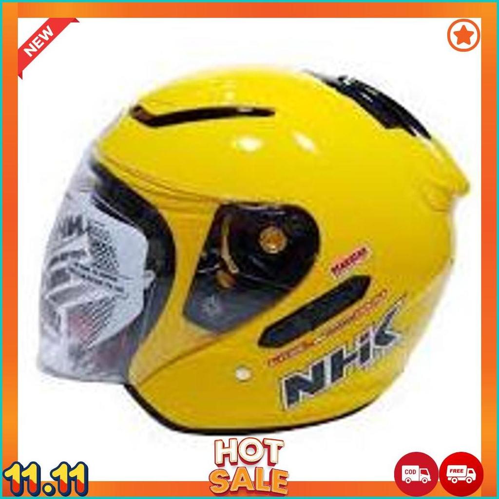 Helm Nhk R1 Yellow Nhk R-1 Solid Yellow Double Visor [H2]