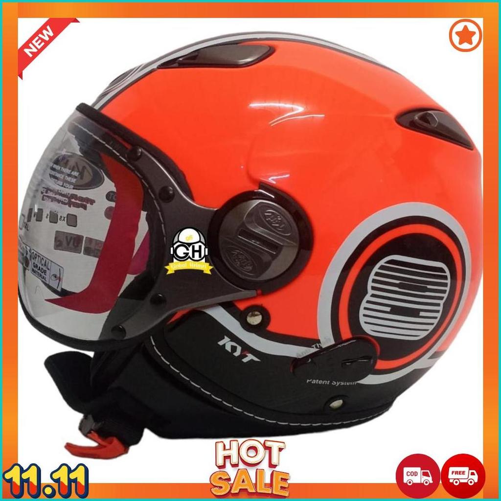 Kyt Helm Elsico Super Flo #1 Red Fluo Black Single Visor [H2]