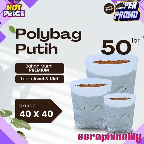 Polybag Putih 40 x 40 Isi 50 Lembar - Polybag Putih / Putih-Hitam Grosir