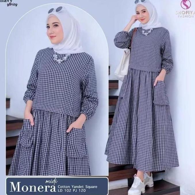 DISKON ALIN GAMIS MIDI MOTIF KOTAK KECIL TERBARU//GAMIS TERBARU