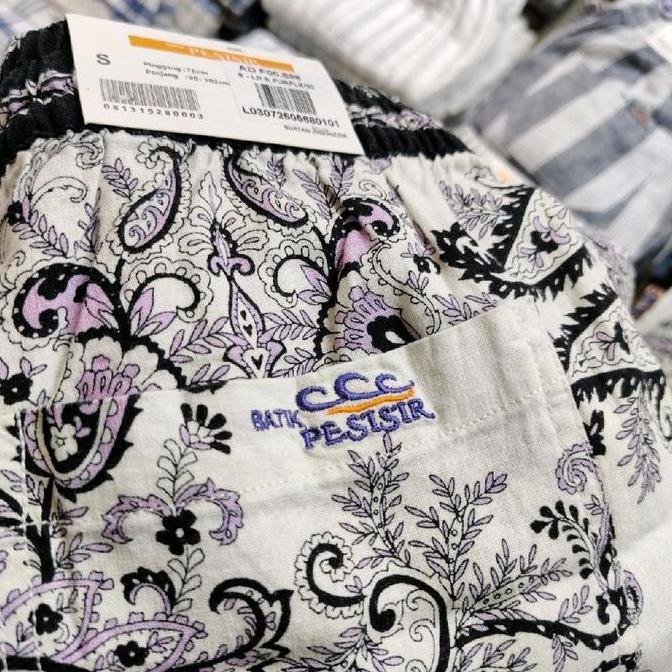 Celana Panjang Pria n Motif Kombinasi Warna Hitam Putih Ungu