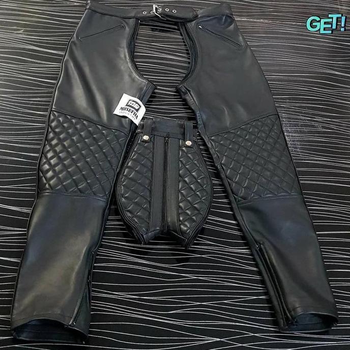 celana kulit asli pria