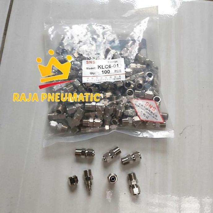 Xytic- Fitting Nepel Angin Metal Lurus Selang 6 Mm Drat 1/8