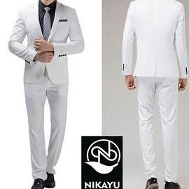 Setelan blazer jas pria 2 in 1warna putih setelan jas dan celana pria
