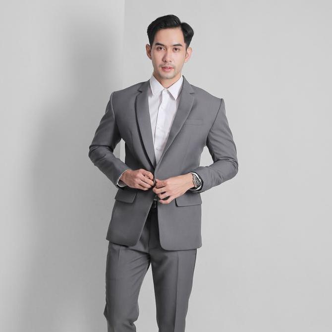 Setelan Jas Celana & Rompi Abu Tua - Vente Series - Goldy outfit