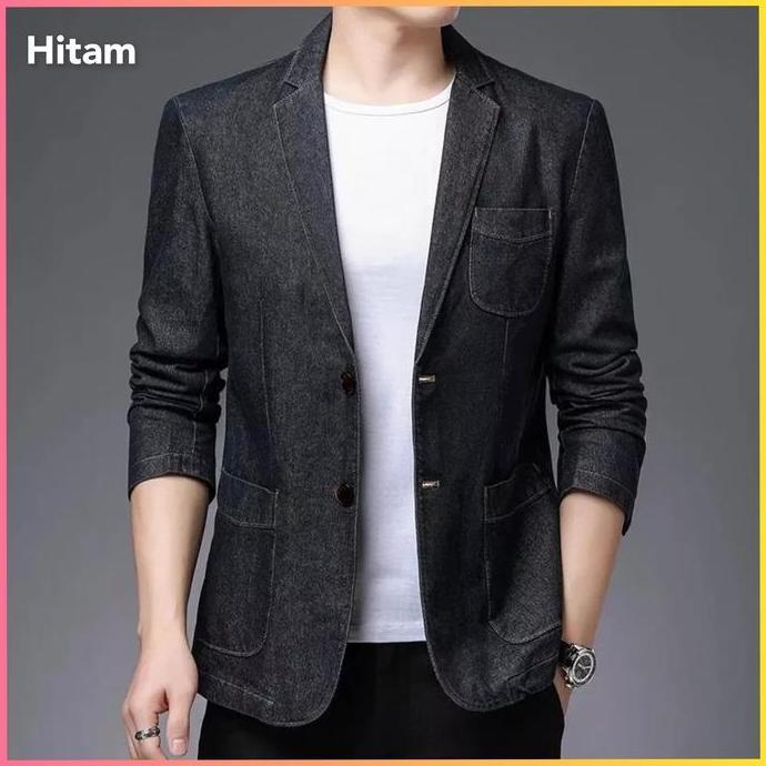 Fashion Blazer Jas Pria Tuxedo Formal Baju Atasan Blaser Soft Blue