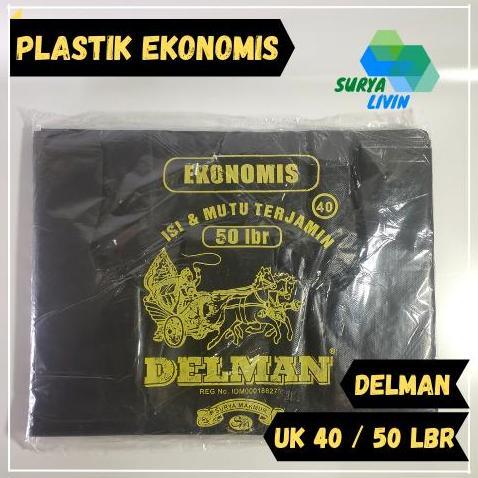 Blocke- Kantong Plastik Kresek Delman Ekonomis Uk. 40 Hitam Isi 50 Lembar