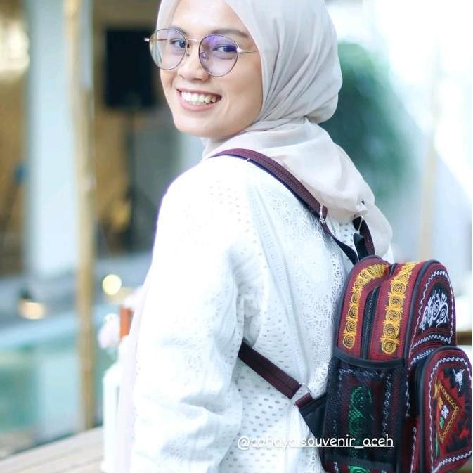 Tas Ransel Bordir Aceh Cewek - Ukuran 19x26x9cm, Bahan Berkualitas Tinggi - Fashion, Wanita