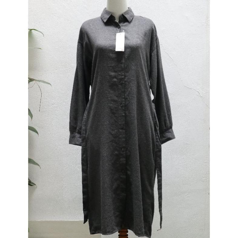 Grosir Kemeja Dress Terusan Flanel Lengan Panjang Uniqlo