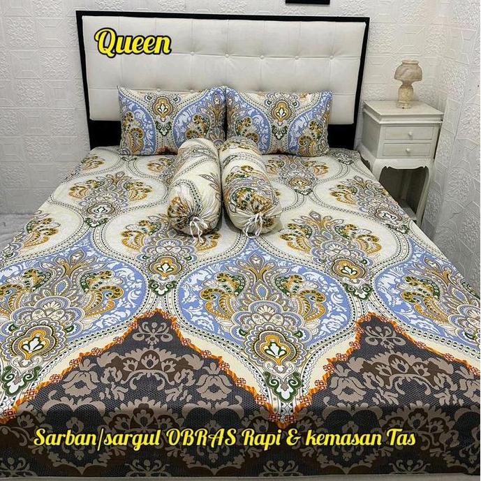 Sleeprm- Sprei Doble Karet Pengait Anti Geser  Sprei Batik 180X200 Sprei Sultan Sprei Batik Kuwung J