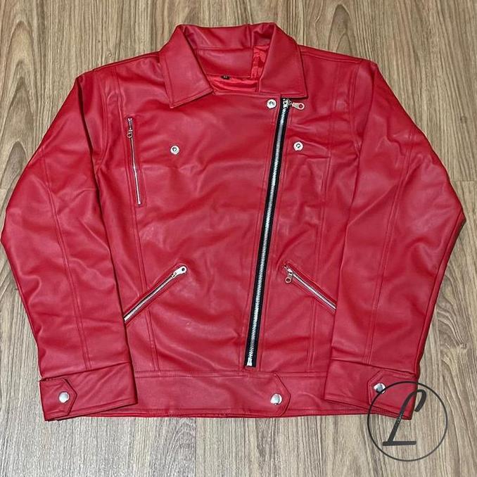 DISKON DELARIS JAKET KULIT WANITA KOREA CUTE PINK PUTIH MOCCA COKELAT HITAM MERAH PANJANG SEMI BLAZE