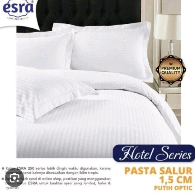 Sprei hotel salur putih | linen hotel best seller bahan katun premium