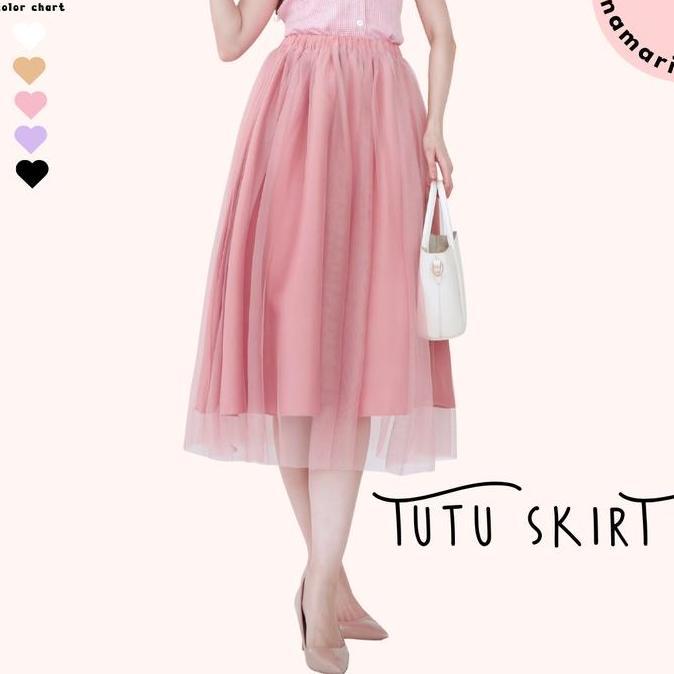 NAMARI - Tutu Skirt - Rok Midi 7/8 Panjang Wanita Hijab Cewek Hitam Dewasa Maxi Tile Casual