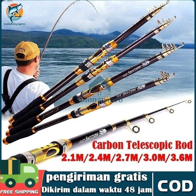 Joran Pancing Carbon Fiber Sea Fishing Rod 2.1M-3.6M/7 Tongkat Stik Pancing 3.6Meter Stick Pancingan