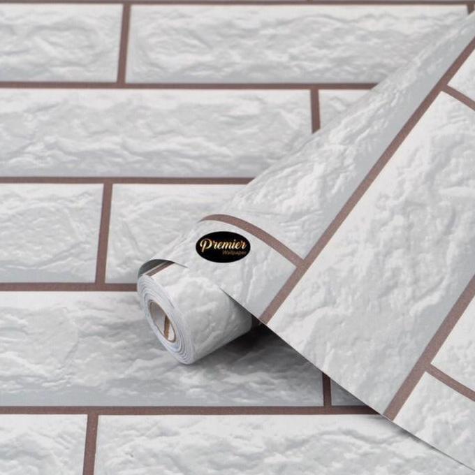 Wrnawrni- Wallpaper Dinding Bata Putih 3D Kertas Pvc