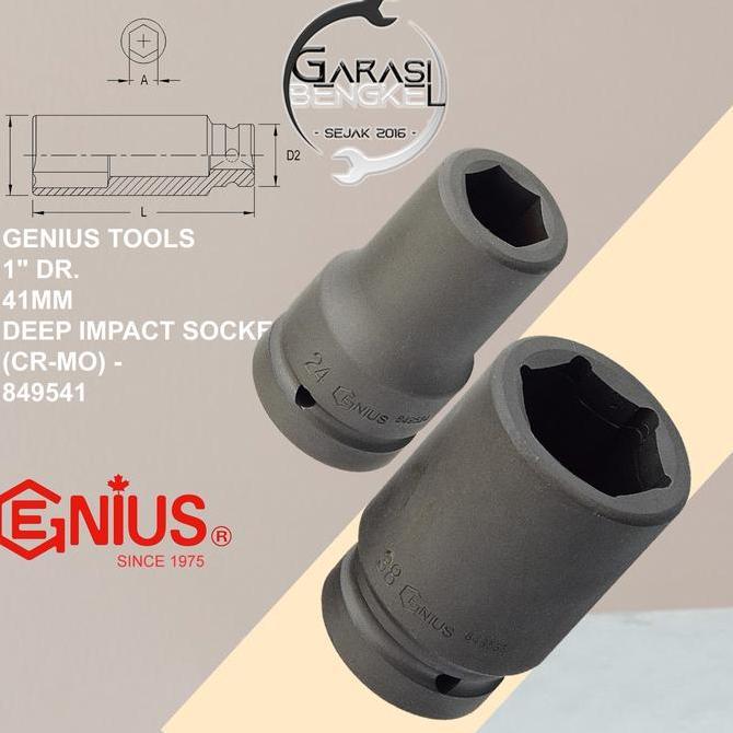 Promo Deep Impact Socket 1 Inch 41mm Genius Tools Deep Impact Shock Diskon