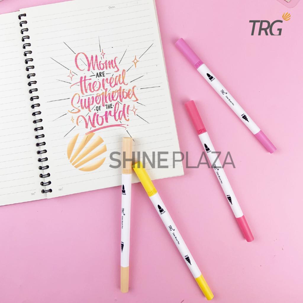 Trg Color Brush Pen Set Double Tip Pastel 12 Colors Cbp-02 - Pulpen Pena Spidol Kuas Warna Trg