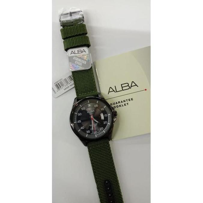 JAM TANGAN PRIA ALBA AS9H15X1 AS9H15 BLACK GREEN ORINAL BERGARANSI