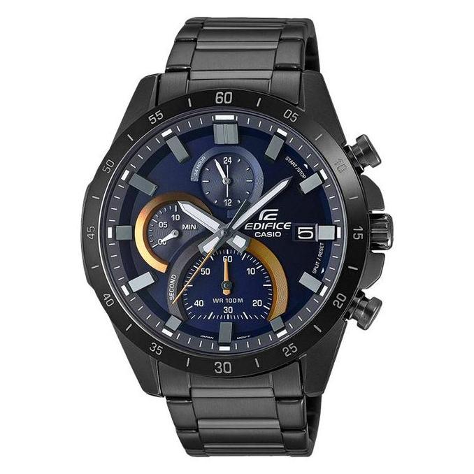 Jam Tangan Pria Casio Edifice EFR-571DC-2AVUDF Chronograph Blue Navy Dial Black Stainless Steel Band