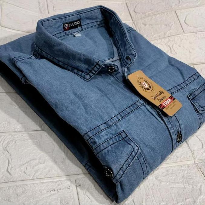kemeja jeans lengan pendek jumbo ukuran XXL XXXL XXXXL Pria Denim Distro Baju