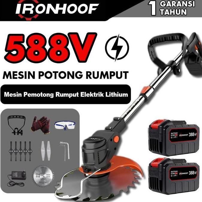 TERBARU IRONHOOF Mesin Potong Rumput 588V/88V Mesin Pemotong Rumput Mesin Rumput Baterai PROMO