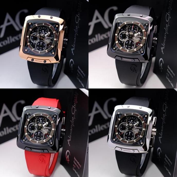JAM TANGAN PRIA ALEXANDRE CHRISTIE AC 3030 AC3030 BLACK RUBBER ORINAL