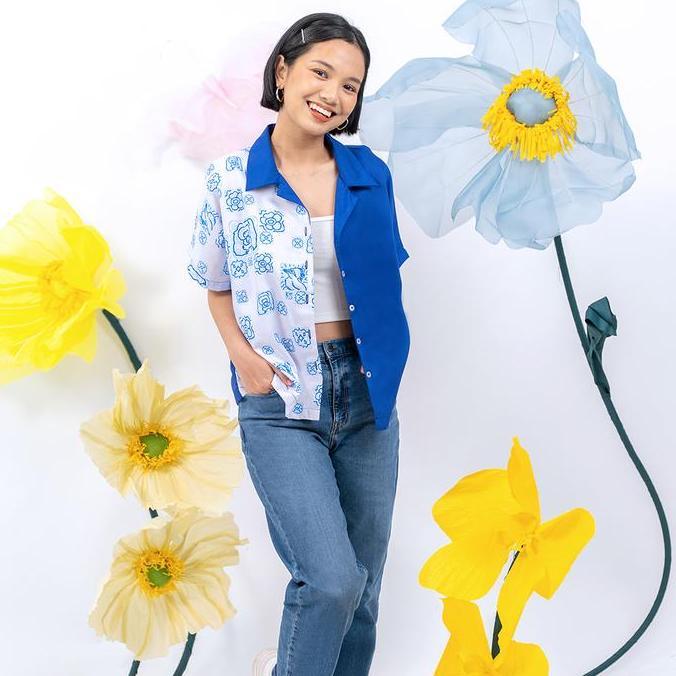 Sovlo Kemeja Oversized Avery - Atasan Wanita Motif Printing