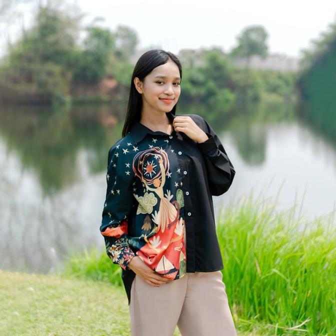 Sovlo Rania Oversized Shirt - Kemeja Panjang Wanita Atasan - Baju Wanita