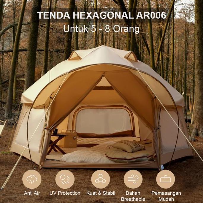 Tenda Glamping Hexagonal Ar006 5 - 8 Orang | Tenda Camping Keluarga | Tenda Camping 8 Orang |  Tenda