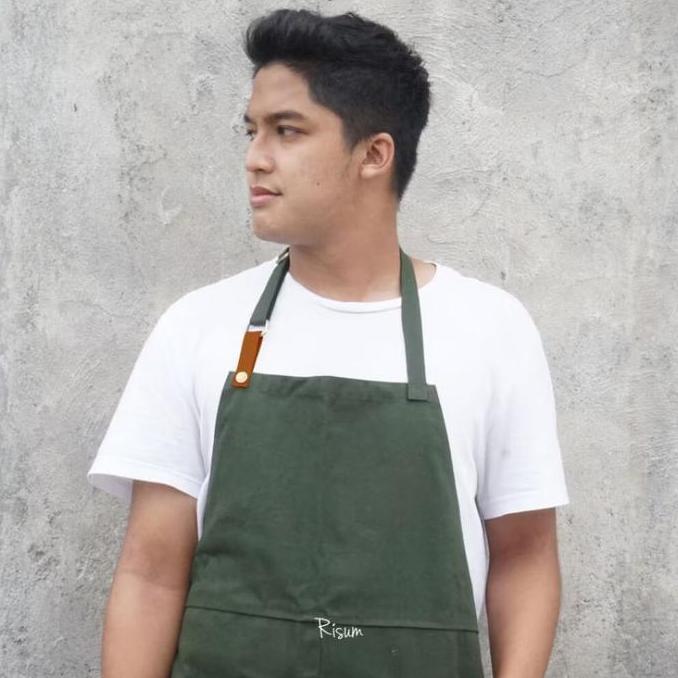 RISUM Apron Rex / Apron Canvas Barista / Celemek Rex Hijau Army