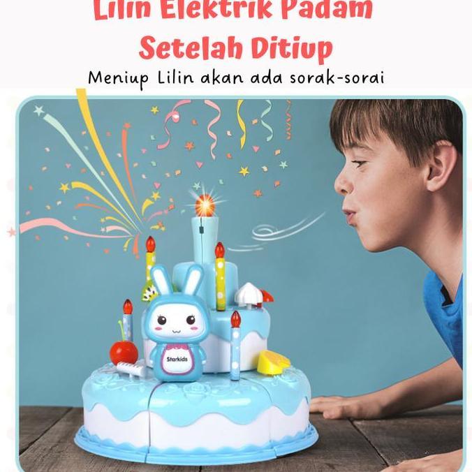 lilin tiup elektrik / Mainan kue ulang tahun birthday cake musik lampu / mainan anak perempuan birth