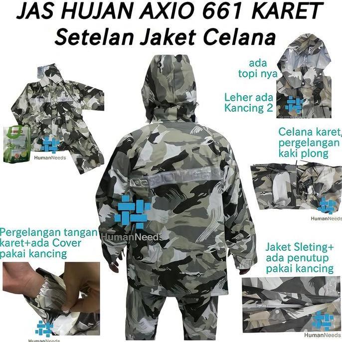 Jas hujan axio rubber/raincoat axio karet/mantel hujan axio elastis