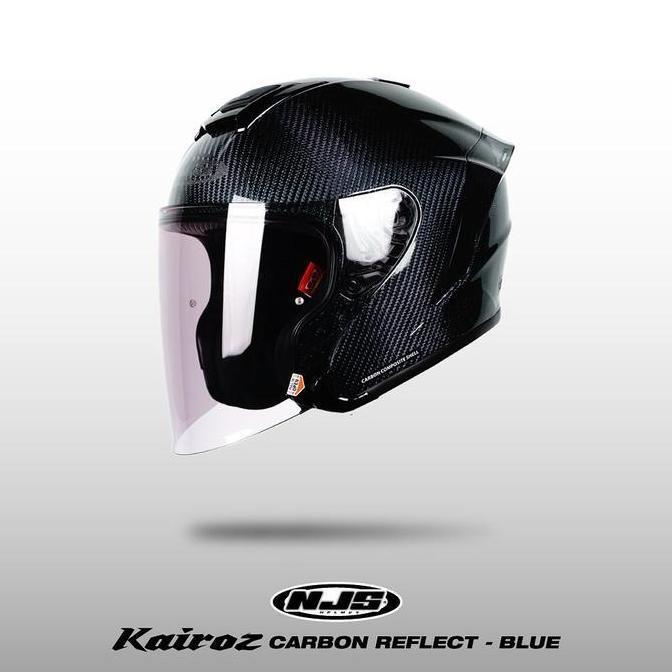 OK NJS KAIROZ CARBON TWILL REFLECT BLUE - HELM HALF FACE //