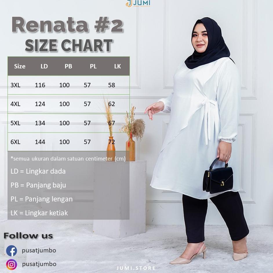 Tunik Jumbo Polos LD 116, 124, 134 & 144 cm | Baju Kuliah & Kerja | Renata Tunik