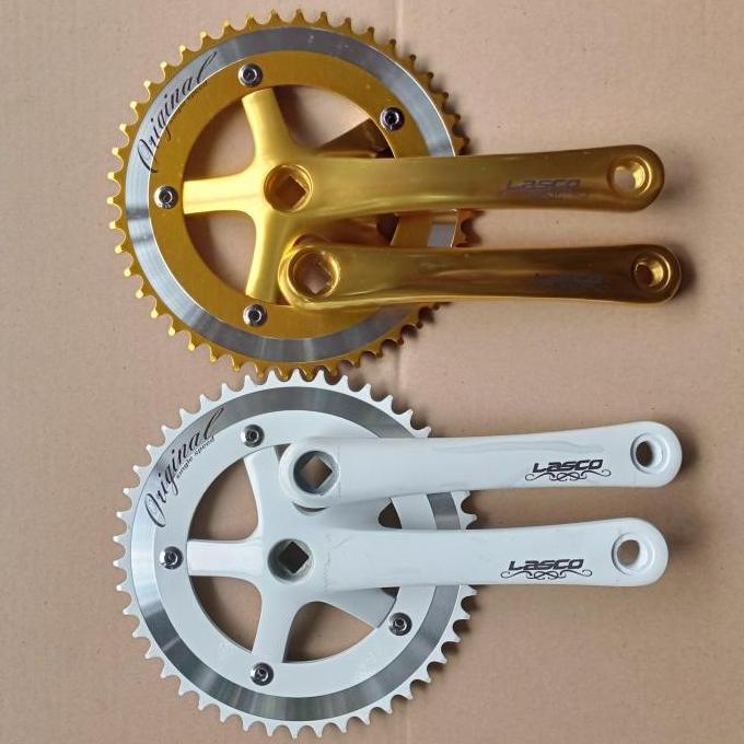 Murah Crank Crankset Sepeda Fixie Single Speed Lasco 46T BCD 130 Arm 165 Mm Non COD
