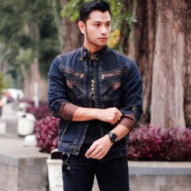 Jaket Distro Jeans Denim Biru Resleting Simple Keren Nyaman Jaket Formal Pria Hitam Garmen Panjang L
