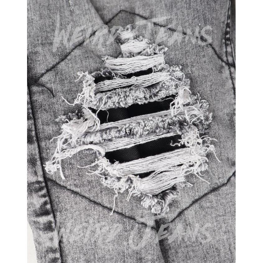 Weird Jeans - Sky Grey - Celana Jeans Pria Skiny Slimfit Ripped