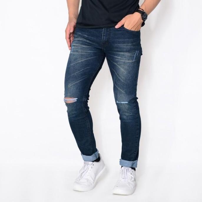 Dreeland - Celana Jeans Pria Denim Royale  Ripped Biothink