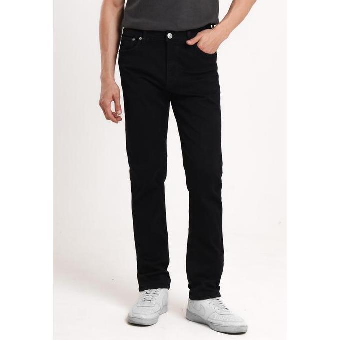 Used 1968 - 515 Celana Panjang Pria Jeans Regular Fit Double Black  Stretch Lembut Hitam Denim