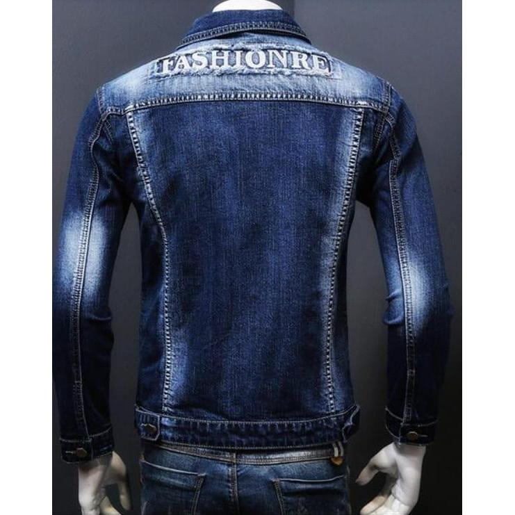Jaket Jeans Denim New Fashion, Jaket Jeans Bordir, Jaket Jeans Full Bordir, Jaket Pria.