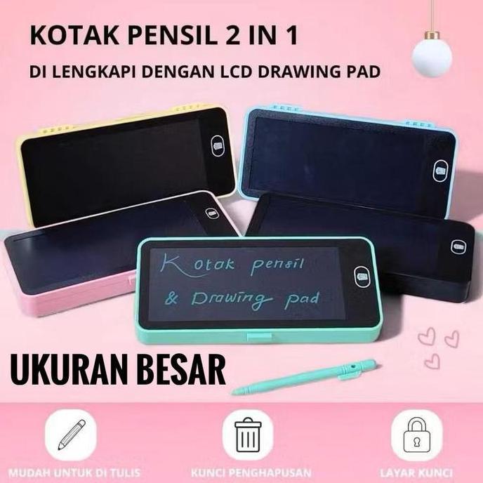 SUNWAYSTORE - Kotak Pensil Papan Tulis LCD Drawing Pad Kalkulator / Kotak Pensil Papan Coret Kreatif