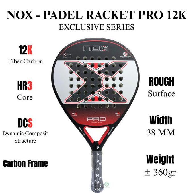 Raket Padel NOX PRO 12K Exclusive Series Raket Tenis Padle Nox Pro 12K Carbon Rough Surf