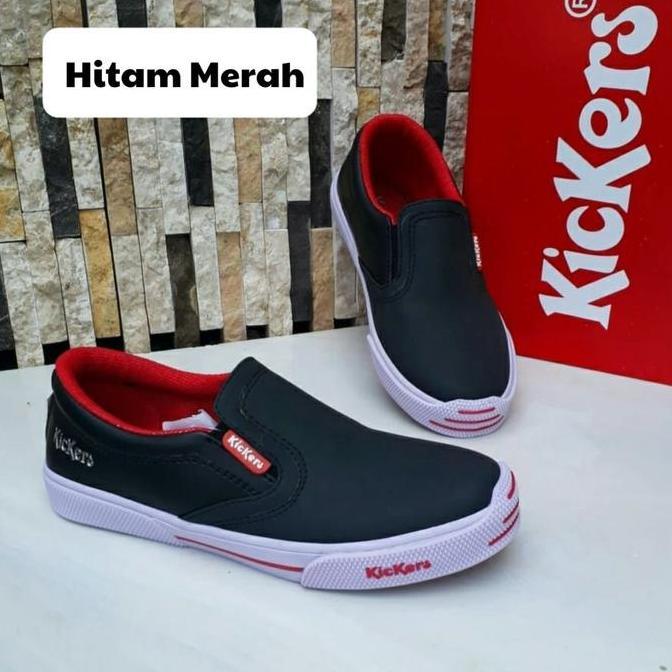 BEST SELLER SEPATU KICKERS MX ONE SLIP ON SLOP HITAM COKLAT TUA TAN CASUAL SANTAI PRIA KERJA SEKOLAH