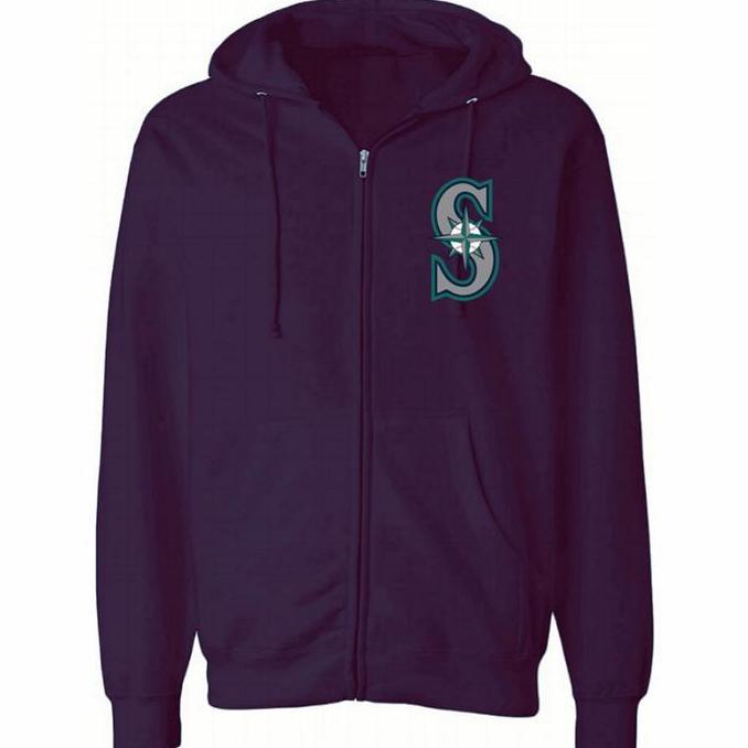 SEATTLE MARINERS MLB AUTHENTIC COTTON FULL ZIP FLEECE HOODIE