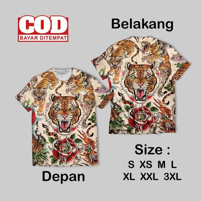 Kaos Fullprint Japanese Yakuza Tattoo Keren | Kaos AOP Japanese Yakuza Tattoo Depan Belakang