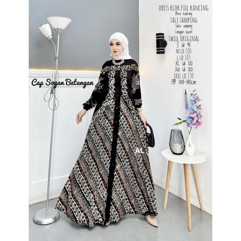 Arrival Gamis Cap Sogan Batangan Gamis Twill Ori Alena Batik